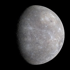 Aspecto craterizado de Mercurio. 